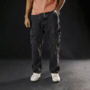 6 Pocket Denim Cargo Pant Black