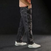 6 Pocket Denim Cargo Pant Black - Image 2