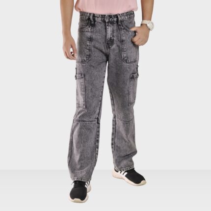 6 Pocket Denim Cargo Pant Grey